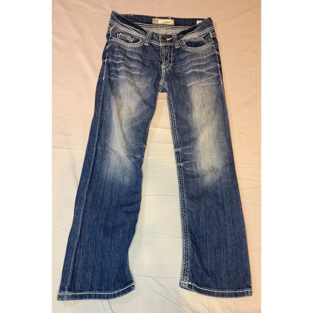 BKE Culture Pettera Jeans Womens 28 Blue Contrast Stitch BKC1009 Y2K
